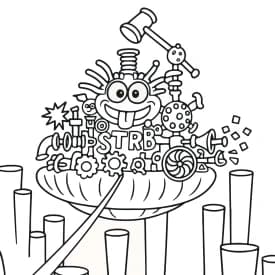 Desenho para Colorir Divertida Mente 2 com Todos os Personagens Desenho para Colorir Fábrica de Sonhos: Criatividade em Ação