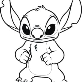 Desenhos para Colorir da Lilo com Sorvete e Stitch Engraçado Desenhos para Colorir do Stitch Bravo com Expressão Fofa e Determinada
