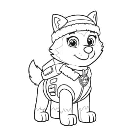 Desenho da Patrulha Canina para Colorir - Rubble em Cena de Construção Desenho da Patrulha Canina para Colorir - Everest Pronta para a Neve