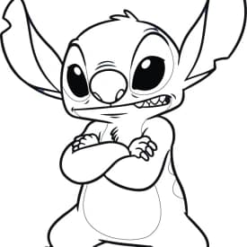 Desenhos para Colorir da Lilo e Stitch Dançando Hula Desenhos para Colorir do Stitch com os Braços Cruzados e Cheio de Atitude