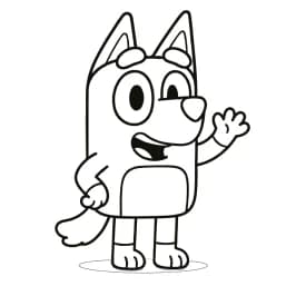 Bingo para Colorir: Desenho da Irmã da Bluey Acenando