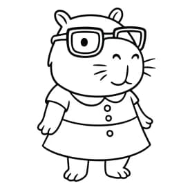 Capivara Fofa com Vestido e Óculos