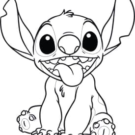 Desenhos para Colorir da Lilo e Stitch Andando de Triciclo Desenhos para Colorir do Stitch com Língua de Fora e Careta Divertida
