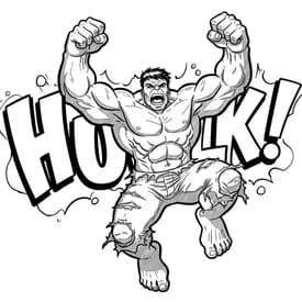 Desenho do Hulk com Letras Explosivas para Colorir