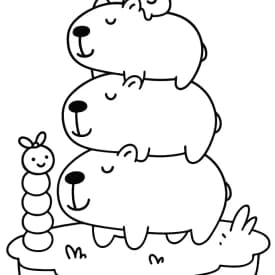 Capivaras Empilhadas para Colorir