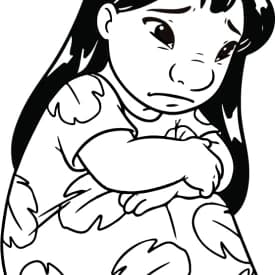Desenhos para Colorir do Stitch com Cara Engraçada e Língua de Fora Desenho para Colorir da Lilo Triste e Abraçada a Si Mesma