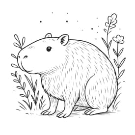 Capivara no Jardim para Colorir