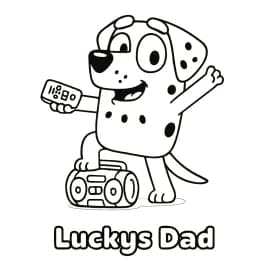 Missy para Colorir: Desenho da Cachorrinha Colorida da Série Bluey Pai do Lucky para Colorir: Desenho Engraçado e Divertido da Série Bluey