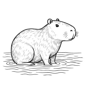 Capivara na Água para Colorir