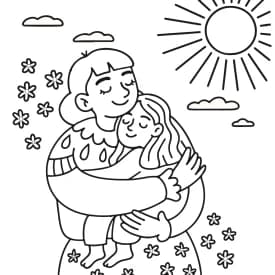 Abraço de Mãe - Desenho para Colorir