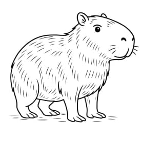 Capivara em Pé para Colorir