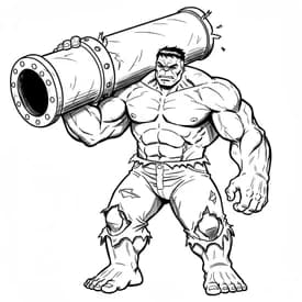 Hulk com Cano de Ferro Gigante para Colorir