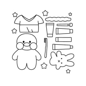 Paper Duck  Desenho para colorir de Paper Duck com expressão fofa, chapéu estiloso e segurando uma plaquinha — ideal para crianças, imprimir grátis e aproveitar ilustrações adoráveis do famoso patinho de papel.