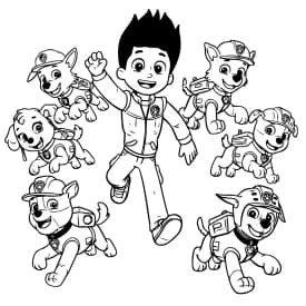 Desenho da Patrulha Canina Super Filhote para Colorir - Rocky em Ação Desenho da Patrulha Canina para Colorir - Ryder e a Equipe em Ação