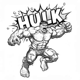 Desenho do Hulk Gritando com Fundo de Explosão para Colorir