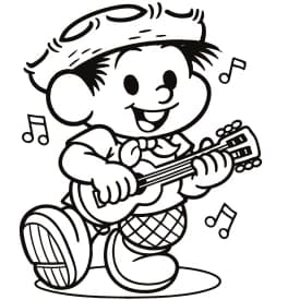 Desenho de Menino Tocando Violão na Festa Junina