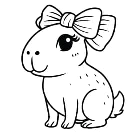 Capivara com Lacinho para Colorir