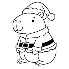 Capivara Natalina em Pé para Colorir