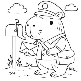 Capivara Carteiro para Colorir