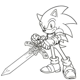 Desenho para Colorir do Sonic Cavaleiro com Espada