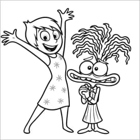 Desenho para Colorir Alegria e Tristeza: Emoções que se Equilibram Alegria e Medo de Divertida Mente para Colorir