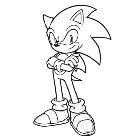 Sonic Confiante com os Braços Cruzados – Para Colorir
