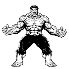 Desenho do Hulk Gritando com os Punhos Fechados para Colorir
