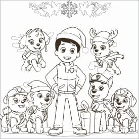 Desenho do Chase Dirigindo o Carro de Polícia da Patrulha Canina para Colorir Desenho de Natal com Ryder e Patrulha Canina para Colorir