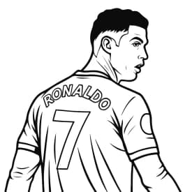 Cristiano Ronaldo de costas olhando para trás – arte para colorir
