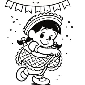 Menina Dançando na Festa Junina – Desenho para Colorir