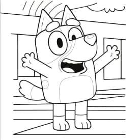 Missy para Colorir: Desenho da Cachorrinha Colorida da Série Bluey Bluey para Colorir: Desenho Animado com Boas-Vindas e Sorrisos