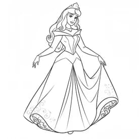 Desenhos de Princesas para Imprimir e Colorir Desenhos para Colorir da Princesa Aurora com Vestido Rosa
