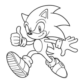 Desenho para Colorir do Sonic Correndo com Joinha