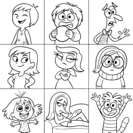 Desenho para Colorir Alegria e Tristeza no Console das Emoções Desenho dos Personagens de Divertida Mente em Quadrinhos para Colorir