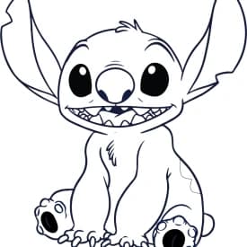 Desenho para Colorir do Stitch Relaxando com Óculos de Sol Desenho para Colorir do Stitch Sentado com Sorrisão Travesso
