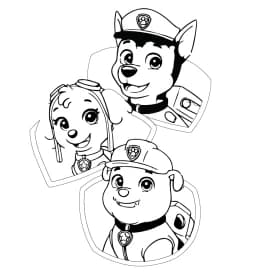 Desenho da Patrulha Canina Super Filhote para Colorir - Rocky em Ação Desenho da Patrulha Canina - Chase, Skye e Rubble em Emblemas para Colorir