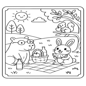 Capivara e Coelho no Piquenique com Esquilo