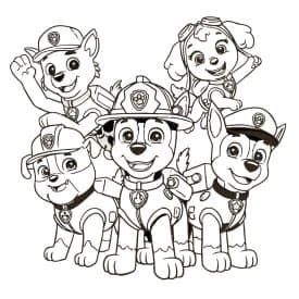 Patrulha Canina em Reunião na Central de Comando - Desenho para Colorir Desenho da Patrulha Canina em Grupo para Colorir