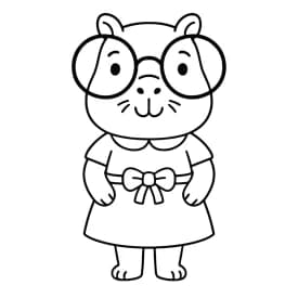 Capivara com Vestido e Óculos para Colorir