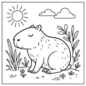 Capivara Fofa na Natureza para Colorir