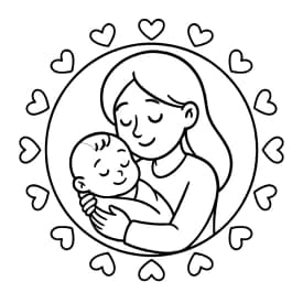 Dia das Mães - Amor de Mãe e Bebê para Colorir