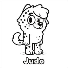 Lucky para Colorir: Desenho do Cachorrinho Atleta da Turma da Bluey Judo para Colorir: A Amiguinha da Bluey com Estilo e Personalidade
