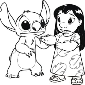 Desenho para Colorir do Stitch com um Sapo Fofo no Colo Desenho para Colorir da Lilo e Stitch em Momento Emocionante