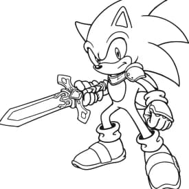 Desenho para Colorir do Sonic Cavaleiro com Espada