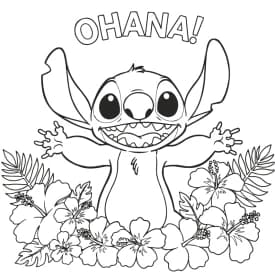 Desenhos para Colorir do Stitch com Pose de Atitude – Lilo & Stitch Desenhos para Colorir do Stitch com Flores e Frase Ohana