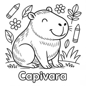 Capivara Feliz para Colorir