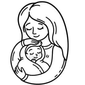 Mãe Aconchegando Bebê - Desenho para Colorir