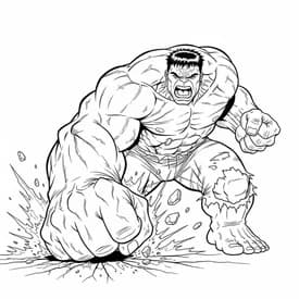 Desenho do Hulk Socando o Chão para Colorir