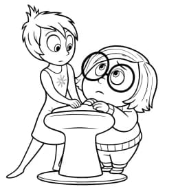 Alegria e Medo de Divertida Mente para Colorir Desenho para Colorir Alegria e Tristeza no Console das Emoções