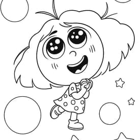 Desenho para Colorir Alegria, Tristeza e Bing Bong: Emoção e Imaginação Desenho para Colorir Riley Criança com Estrelas: Olhar Cheio de Magia